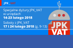 Grafika promująca kampanię specjalnych dyżurów JPK VAT w urzędach.