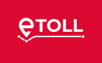 Logo e-TOLL na czerwonym tle.