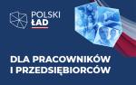 Napis Polski Ład dla pracowników i przedsiębiorców i grafika: twarze osób wpisane w kontury granic Polski