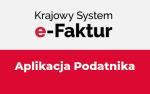 Tekst: Krajowy system e-Faktur, poniżej na czerwonym tle tekst: Aplikacja Podatnika.