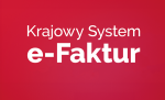 biały napis na czerwonym tle: Krajowy System e-Faktur